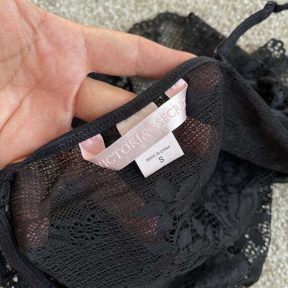 Victoria’s Secret Black Lace Crop Top Bralette Small Grunge Goth Y2K Wimsigoth - Picture 6 of 10